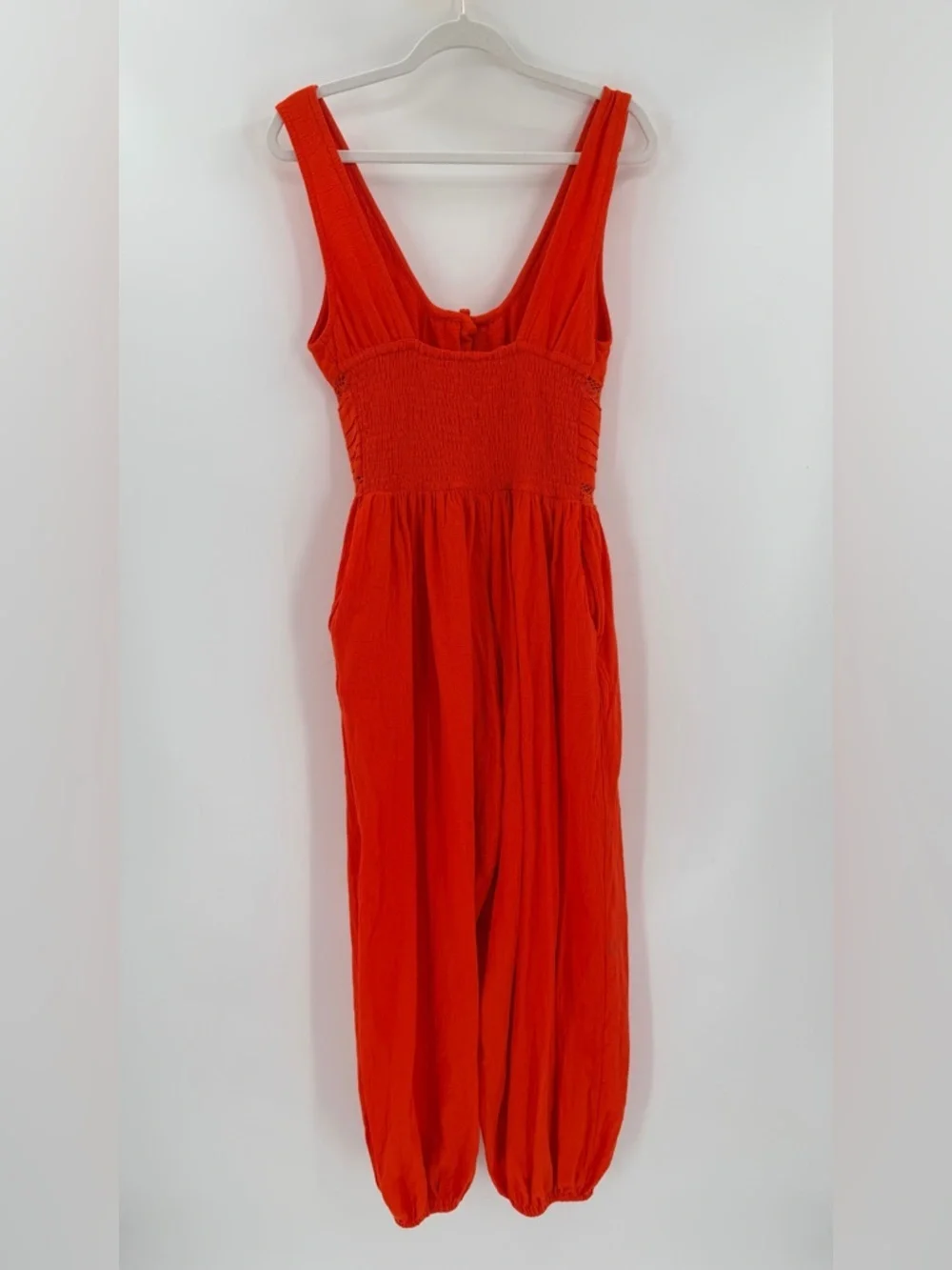 Free People Livin’ Lovely Crochet Cotton Jumpsuit Orange Small